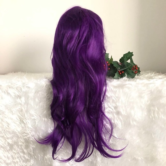 Long Wavy Wig 28 inch Natural Heat Resistant Fiber Cosplay Full Wig Purple - Picture 4 of 4